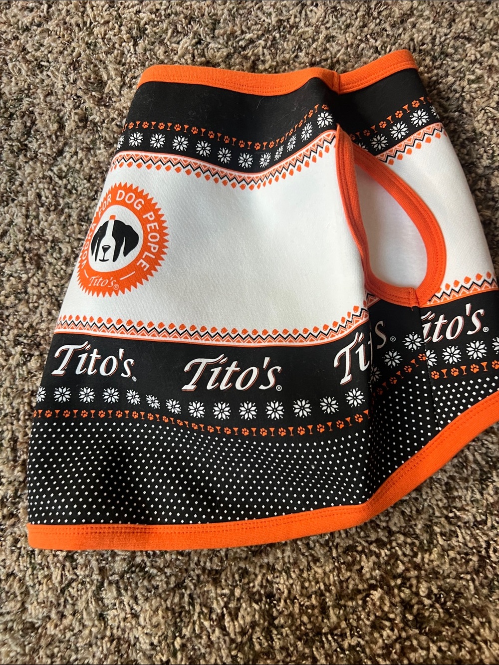 Tito's Orange & Black Dog sweater Medium